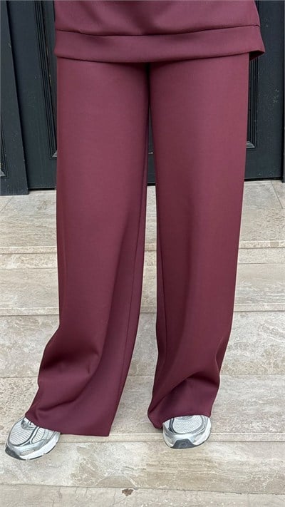 TD21Y04033007 Asel Bol Paça Pantolon Bordo