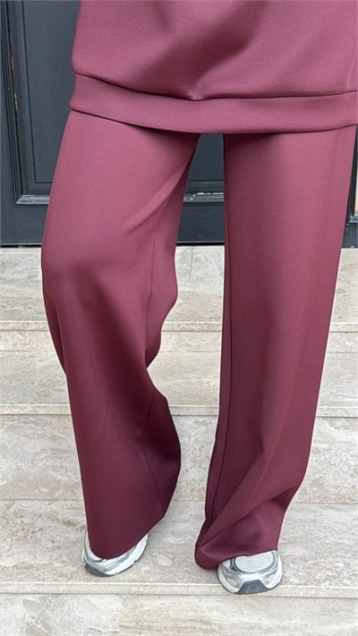 TD21Y04033007 Asel Bol Paça Pantolon Bordo