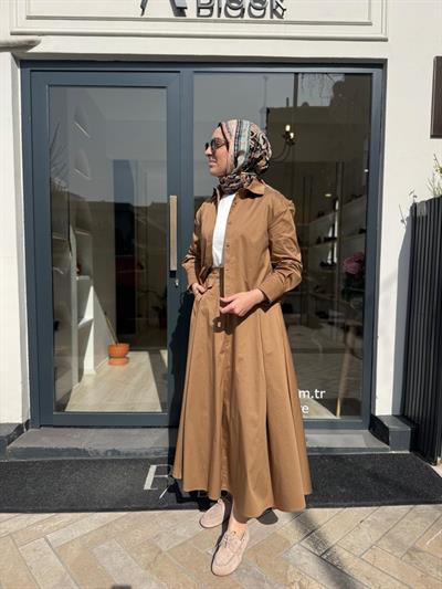 TD2208 Vien Etekli Kadın Takım Camel