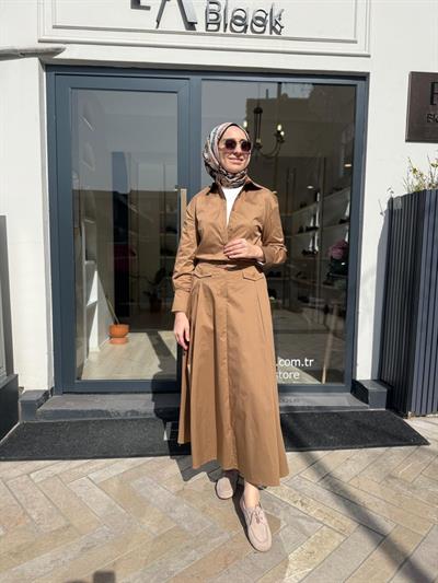 TD2208 Vien Etekli Kadın Takım Camel
