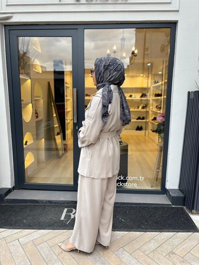 TD2211 Luvıa Ceket Pantolon Takım Taş Rengi