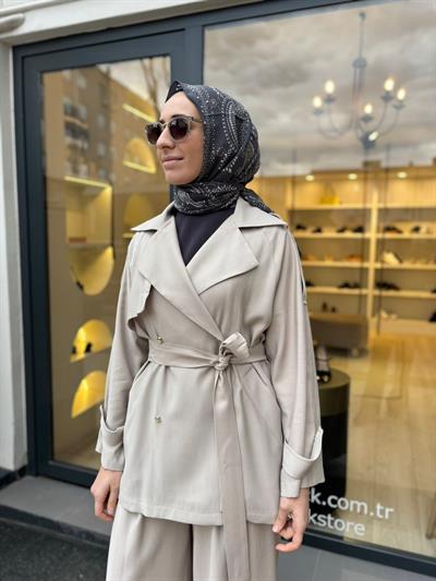 TD2211 Luvıa Ceket Pantolon Takım Taş Rengi