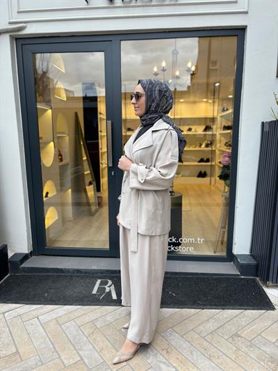 TD2211 Luvıa Ceket Pantolon Takım Taş Rengi