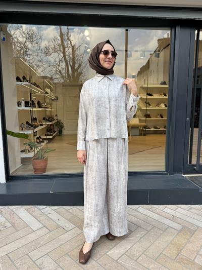 TD2230 Morea Pantolonlu Kadın Takım Ekru