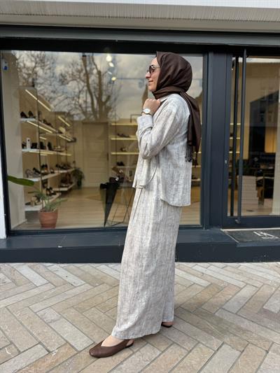 TD2230 Morea Pantolonlu Kadın Takım Ekru