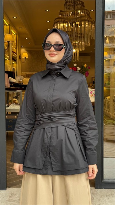 TD26K02000006 Azura Bağlamalı Kadın Gömlek Siyah