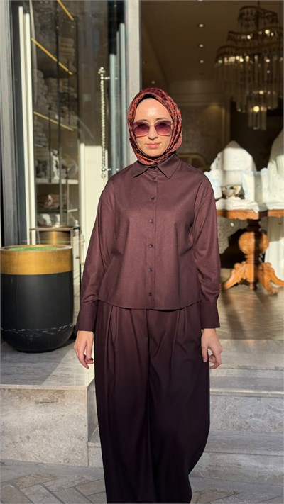 TD26K05000086 Elsa Pantolonlu Kadın Takım Bordo