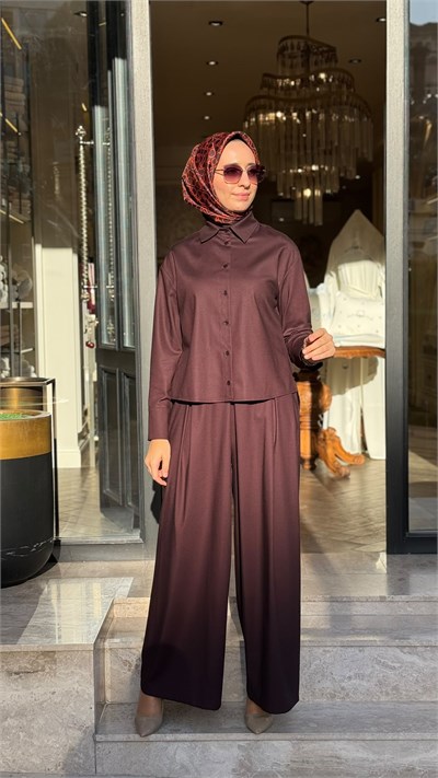 TD26K05000086 Elsa Pantolonlu Kadın Takım Bordo