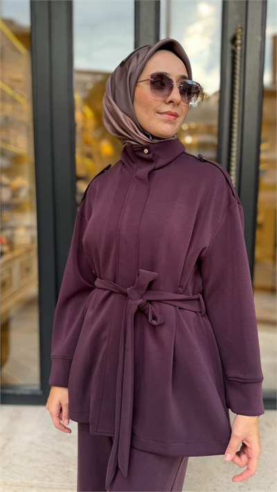 TD26K05000090 Alva Modal Pantolonlu Kadın Takım Bordo