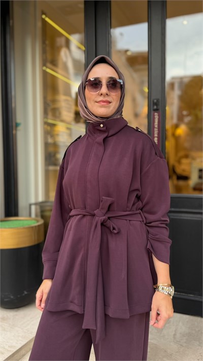 TD26K05000090 Alva Modal Pantolonlu Kadın Takım Bordo