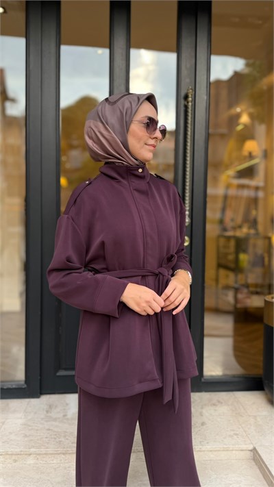 TD26K05000090 Alva Modal Pantolonlu Kadın Takım Bordo