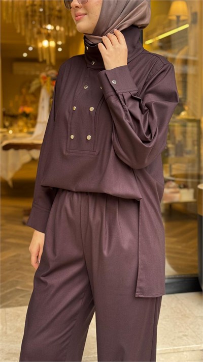 TD26K05000149 Gina Pantolonlu Kadın Takım Bordo