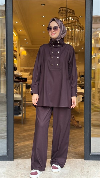 TD26K05000149 Gina Pantolonlu Kadın Takım Bordo