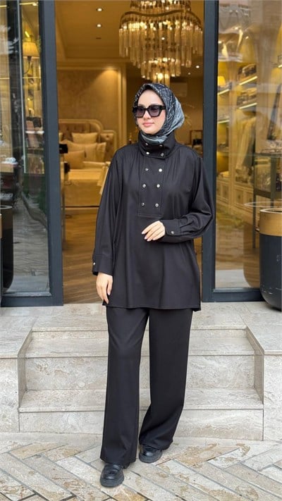 TD26K05000149 Gina Pantolonlu Kadın Takım Siyah