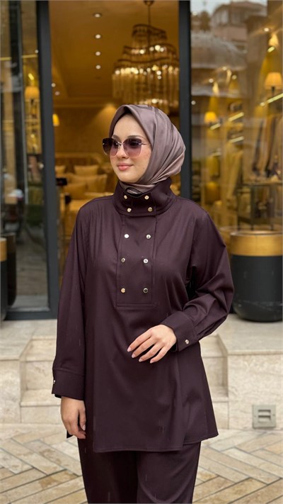 TD26K05000149 Gina Pantolonlu Kadın Takım Bordo
