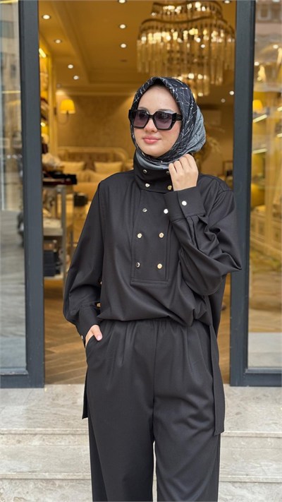TD26K05000149 Gina Pantolonlu Kadın Takım Siyah