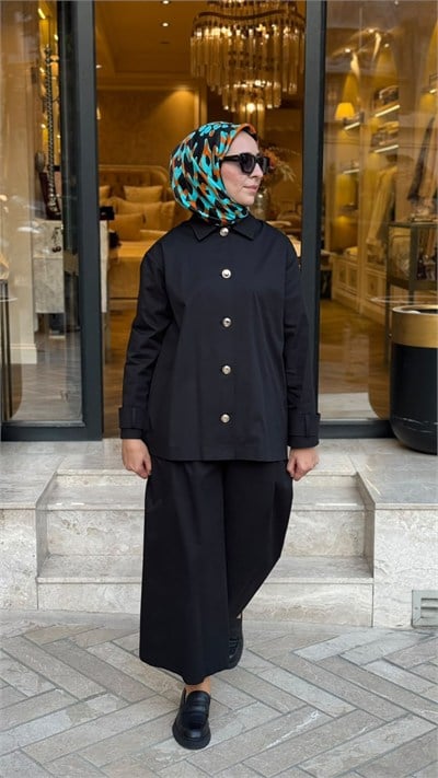 TD26K05000155 Sanda Pantolonlu Kadın Takım Siyah