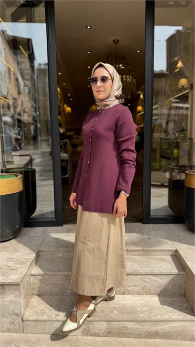 TD26K06000014 Lina Viskon Kadın Hırka Bordo