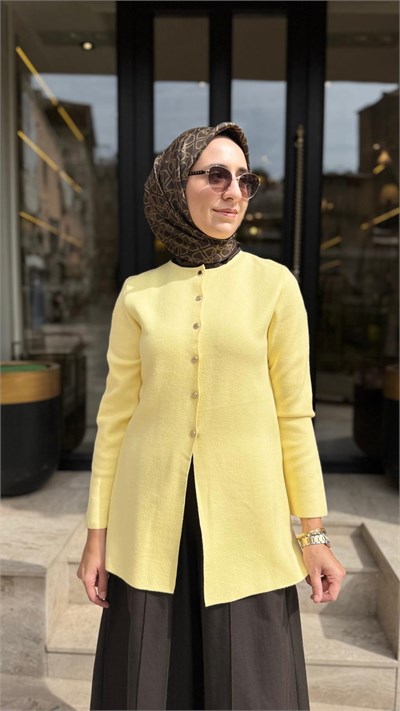 TD26K06000014 Lina Viskon Kadın Hırka Sarı