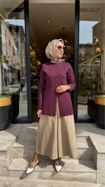 TD26K06000014 Lina Viskon Kadın Hırka Bordo
