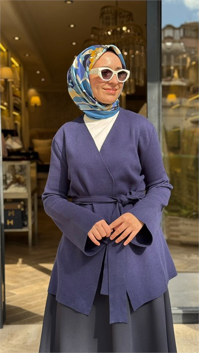 TD26K06000016 Mona Viskon Triko Kadın Hırka Lacivert