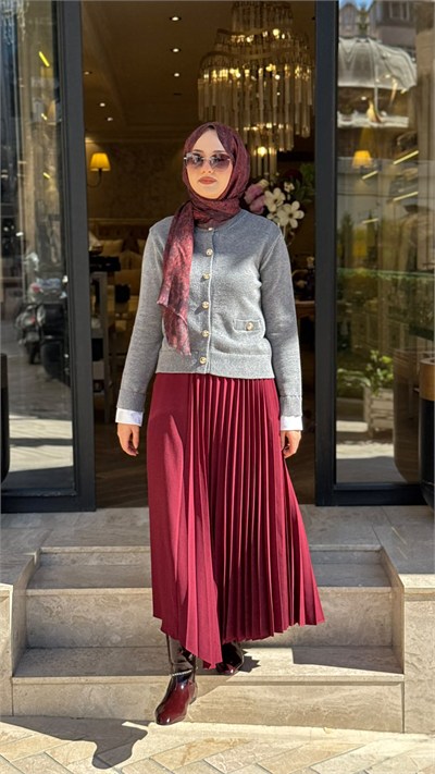 TD26K06000019 Silver Manşet Detay Kadın Hırka Gri