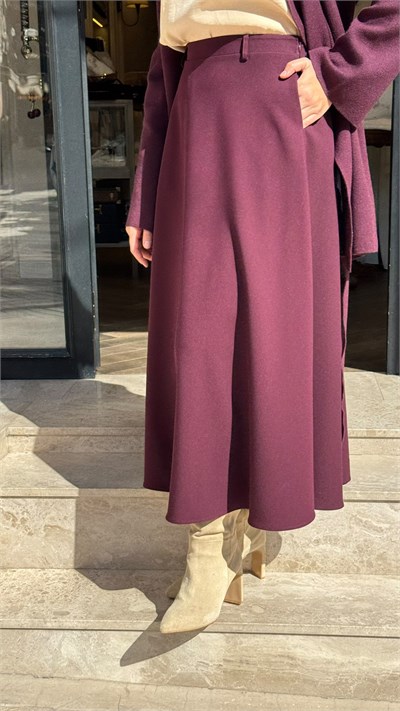 TD26K07000008 Dore Kloş Kadın Etek Bordo