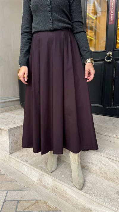 TD26K07000019 Elsa Pileli Kadın Etek Bordo
