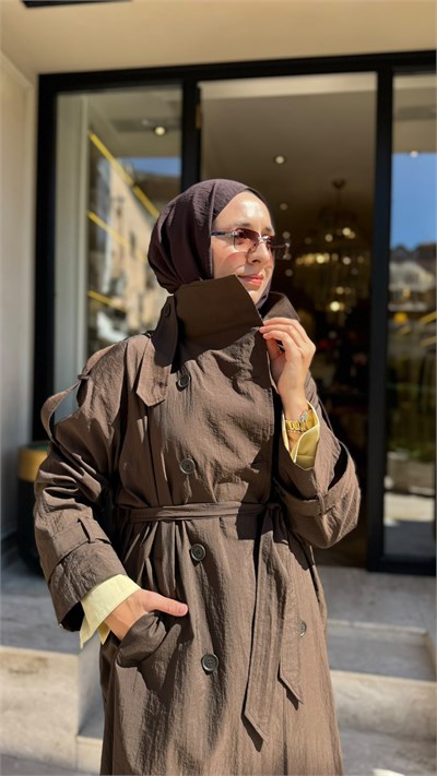 TD26K22000009 Maya Uzun Kadın Trenç Kahve