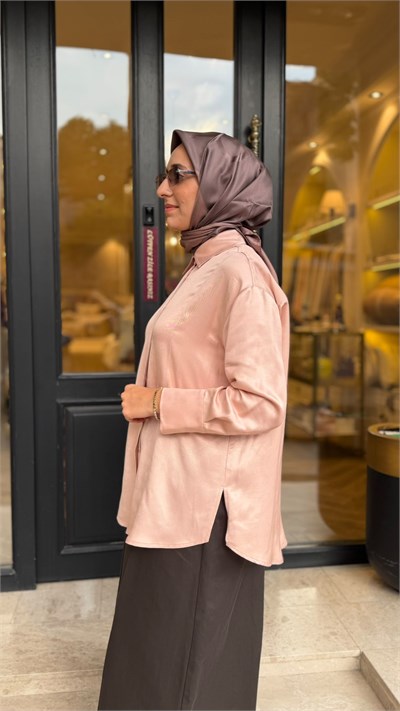 TD26Y02000007 Neva Lyocell Kadın Gömlek Pudra Pembe