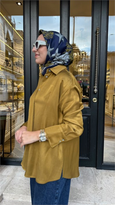 TD26Y02000007 Neva Lyocell Kadın Gömlek Yağ Yeşili