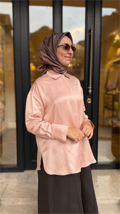 TD26Y02000007 Neva Lyocell Kadın Gömlek Pudra Pembe