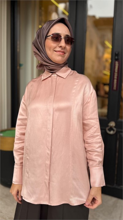 TD26Y02000007 Neva Lyocell Kadın Gömlek Pudra Pembe