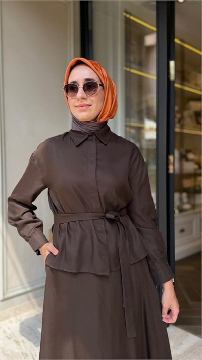 TD26Y05000058 Naly Etekli Kadın Takım Kahve