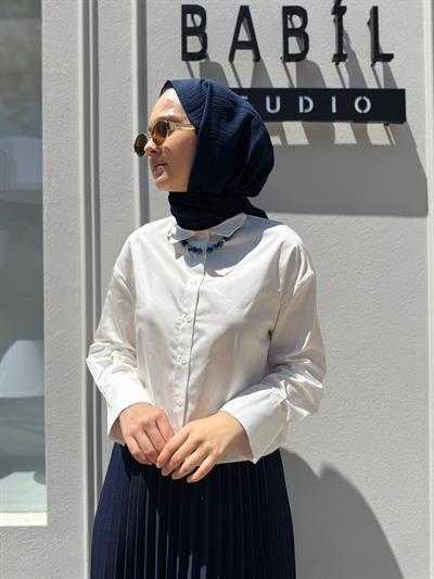 TD3508 Kısa Kadın Gömlek Ekru
