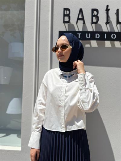 TD3508 Kısa Kadın Gömlek Ekru