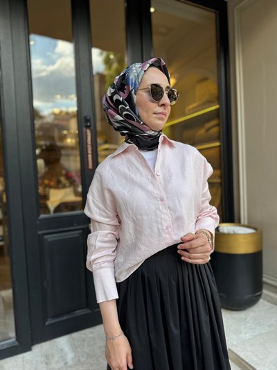 TD3682 Kısa Kadın Gömlek Pudra Pembe