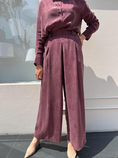 TD3984 Pile Detaylı Kadın Takım Bordo