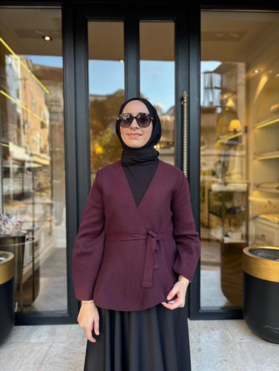 TD3987 Vera Çelik Örme Kadın Hırka Bordo