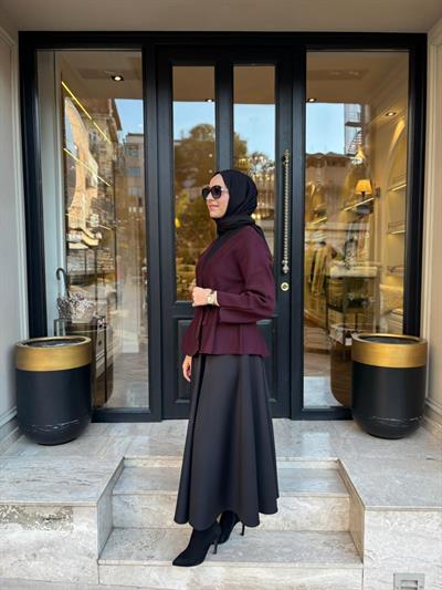 TD3987 Vera Çelik Örme Kadın Hırka Bordo