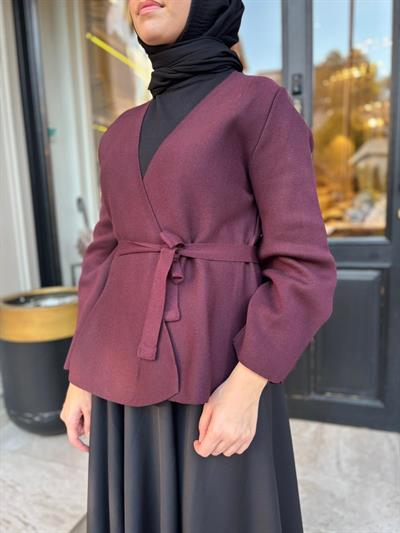 TD3987 Vera Çelik Örme Kadın Hırka Bordo