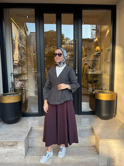 TD3987 Vera Çelik Örme Kadın Hırka Grimelanj
