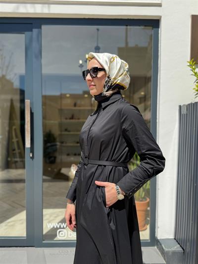TD4253 Bol Kesim Kadın Elbise Siyah