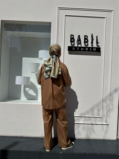 TD4254 Nova Paper Cepli Kadın Gömlek Camel