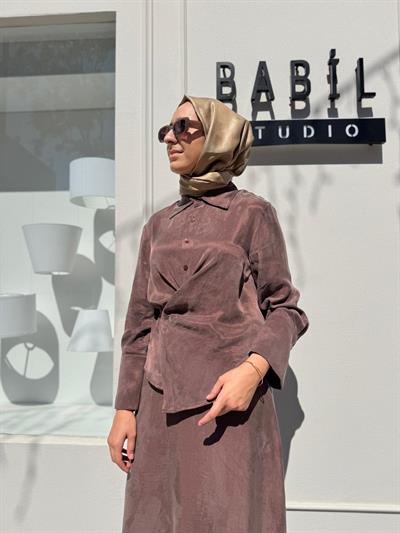 TD4301 Sole Bağlamalı Kadın Takım Kahve