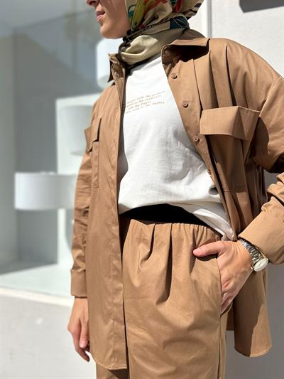 TD4308 Nova Paper Kadın Pantolon Camel