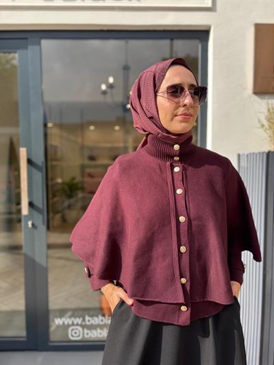 TD440 Daphne Çelik Örme Kadın Hırka Bordo