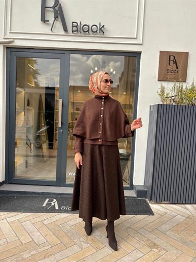 TD440 Daphne Çelik Örme Kadın Hırka Kahve