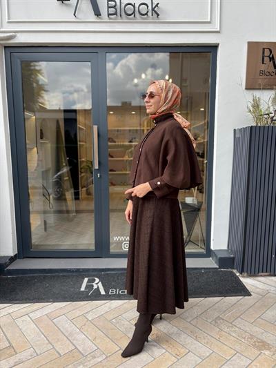TD440 Daphne Çelik Örme Kadın Hırka Kahve