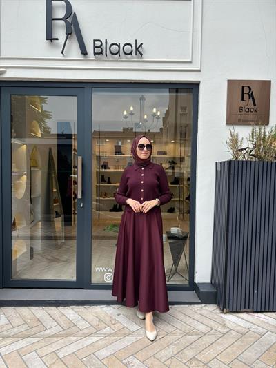 TD4403 Gold Düğmeli Kadın Triko Hırka Bordo